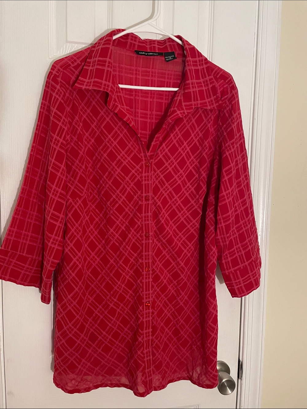 Club “Z” Collection Red Open V-Neck  Semisheer Swim Coverup 1X